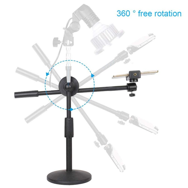 Hilitand Phone Photography Video Bracket Stand,360Â° Rotate Arm Overhead Low Angle Photo Live Recording Desktop Mount Stick Holder Extension Rod Pole,with 5.3-10cm Phone - Image 4